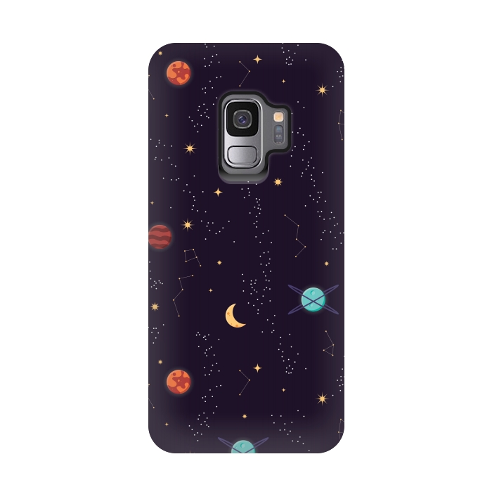 Galaxy S9 StrongFit Universe with planets and stars seamless pattern, cosmos starry night sky, vector illustration by Jelena Obradovic