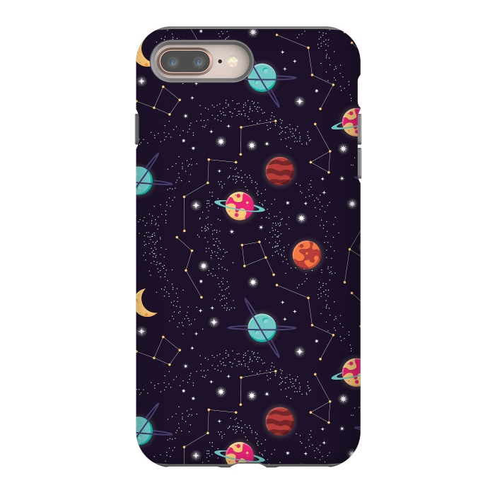 iPhone 7 plus StrongFit Universe with planets and stars seamless pattern, cosmos starry night sky 004 by Jelena Obradovic