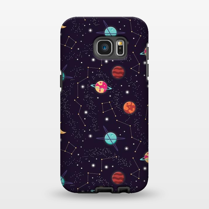 Galaxy S7 EDGE StrongFit Universe with planets and stars seamless pattern, cosmos starry night sky 004 by Jelena Obradovic