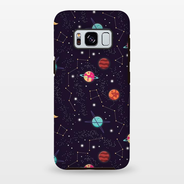 Galaxy S8 plus StrongFit Universe with planets and stars seamless pattern, cosmos starry night sky 004 by Jelena Obradovic
