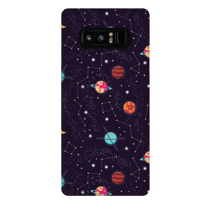 Galaxy Note 8 StrongFit Universe with planets and stars seamless pattern, cosmos starry night sky 004 by Jelena Obradovic