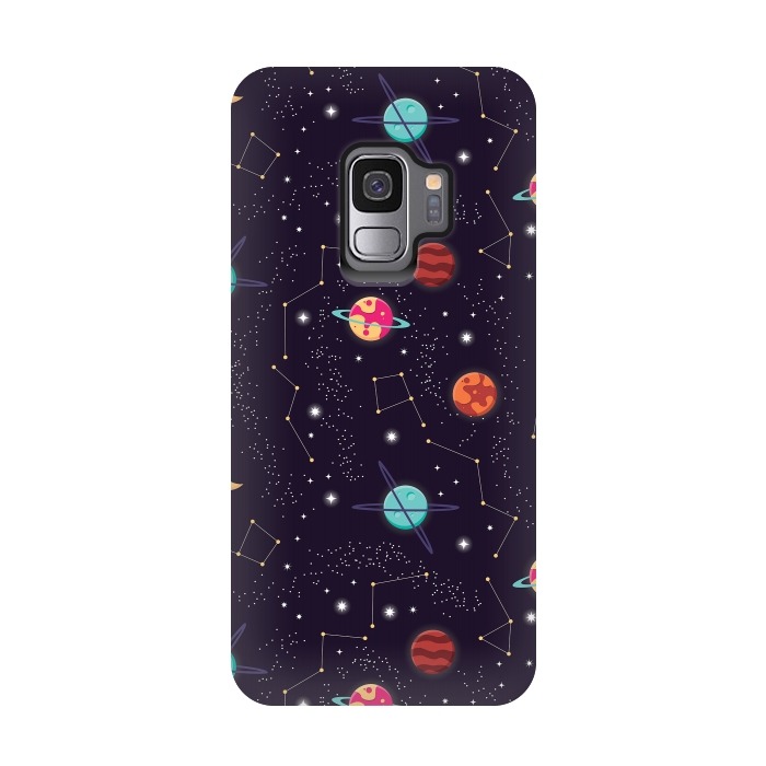 Galaxy S9 StrongFit Universe with planets and stars seamless pattern, cosmos starry night sky 004 by Jelena Obradovic