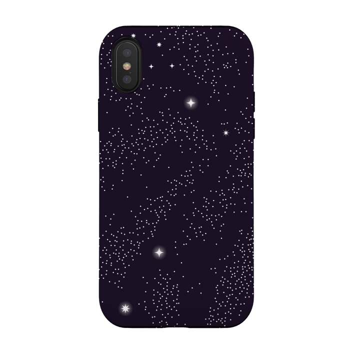 iPhone Xs / X StrongFit Universe with planets and stars seamless pattern, cosmos starry night sky 005 by Jelena Obradovic