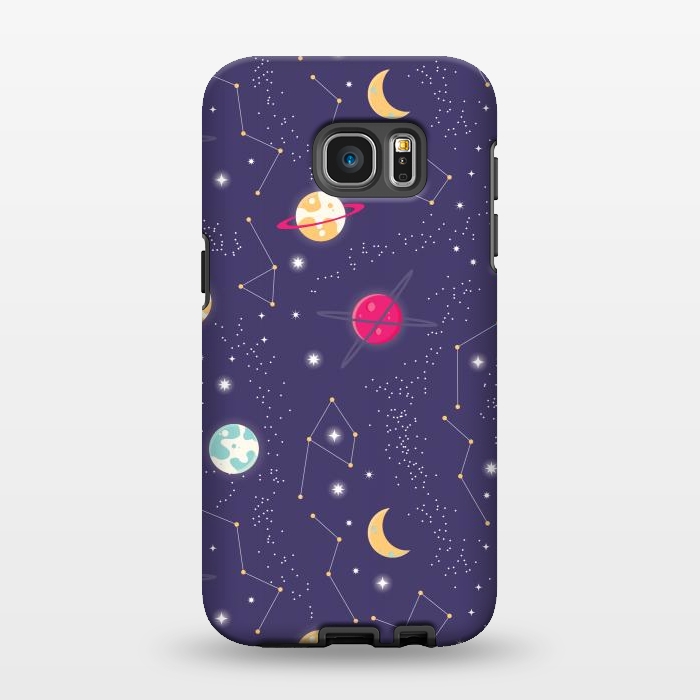 Galaxy S7 EDGE StrongFit Universe with planets and stars seamless pattern, cosmos starry night sky 006 by Jelena Obradovic