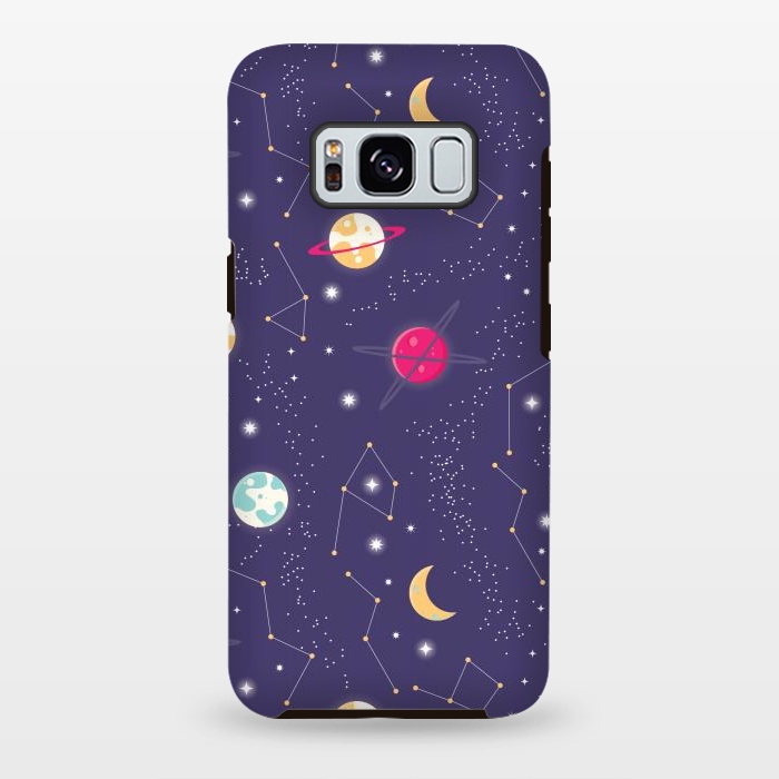 Galaxy S8 plus StrongFit Universe with planets and stars seamless pattern, cosmos starry night sky 006 by Jelena Obradovic