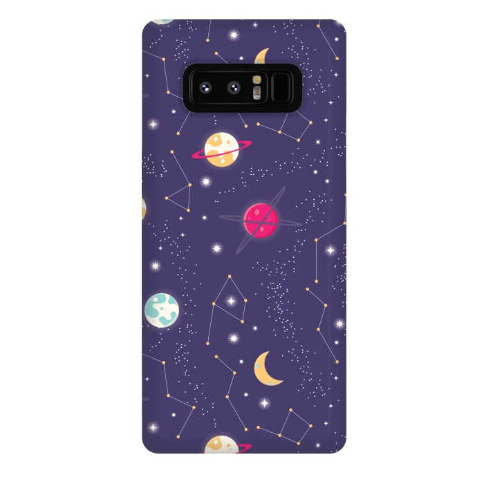 Galaxy Note 8 StrongFit Universe with planets and stars seamless pattern, cosmos starry night sky 006 by Jelena Obradovic