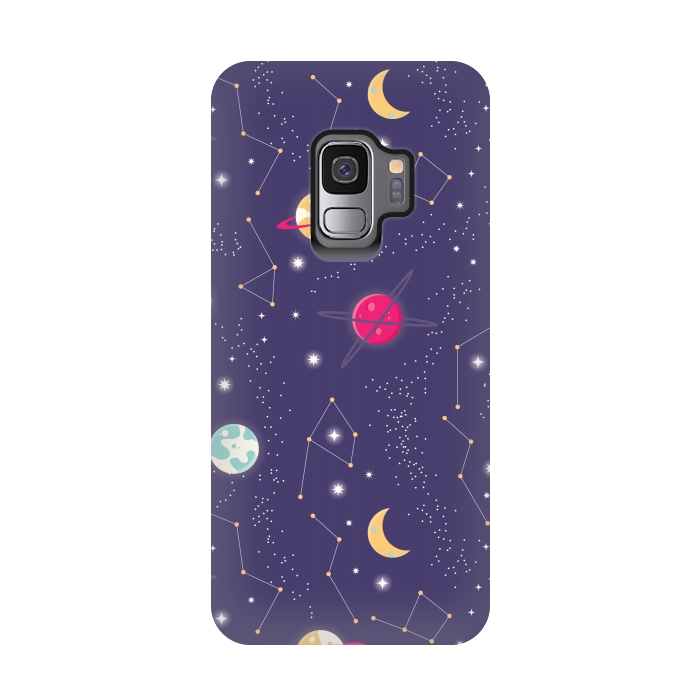 Galaxy S9 StrongFit Universe with planets and stars seamless pattern, cosmos starry night sky 006 by Jelena Obradovic