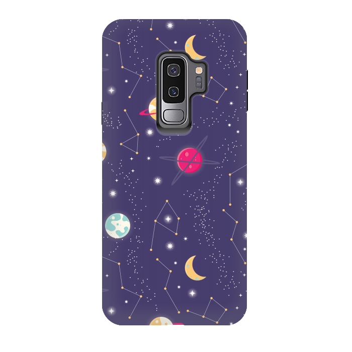 Galaxy S9 plus StrongFit Universe with planets and stars seamless pattern, cosmos starry night sky 006 by Jelena Obradovic