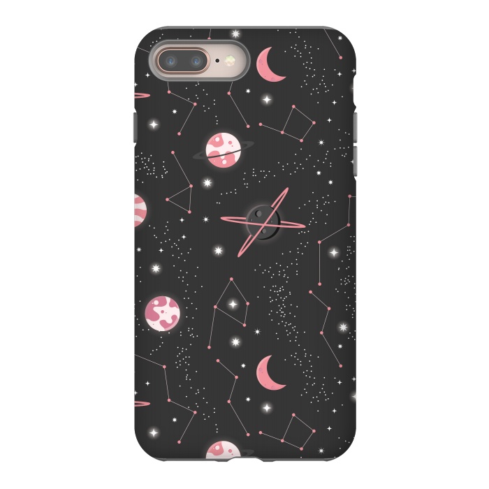 iPhone 7 plus StrongFit Universe with planets and stars seamless pattern, cosmos starry night sky 007 by Jelena Obradovic