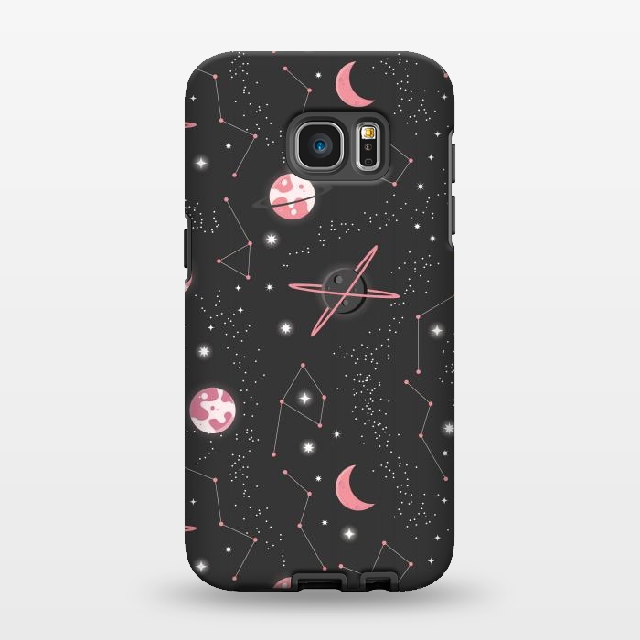 Galaxy S7 EDGE StrongFit Universe with planets and stars seamless pattern, cosmos starry night sky 007 by Jelena Obradovic