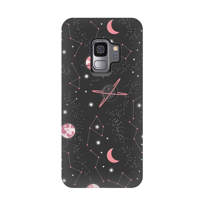 Galaxy S9 StrongFit Universe with planets and stars seamless pattern, cosmos starry night sky 007 by Jelena Obradovic
