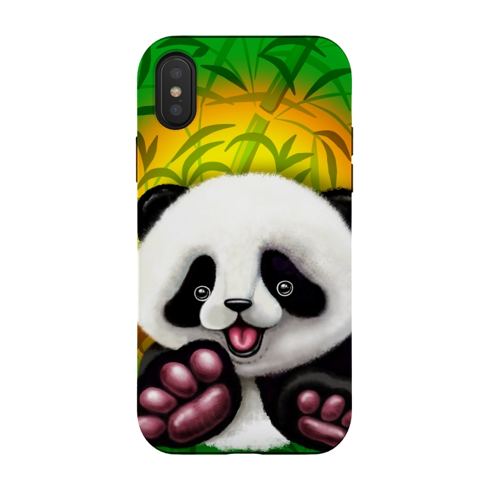 iPhone Xs / X StrongFit Panda Baby Bear Cute and Happy by BluedarkArt