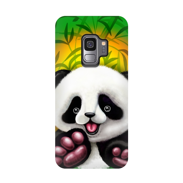 Galaxy S9 StrongFit Panda Baby Bear Cute and Happy by BluedarkArt