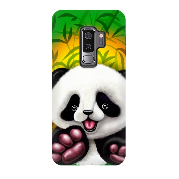 Galaxy S9 plus StrongFit Panda Baby Bear Cute and Happy by BluedarkArt
