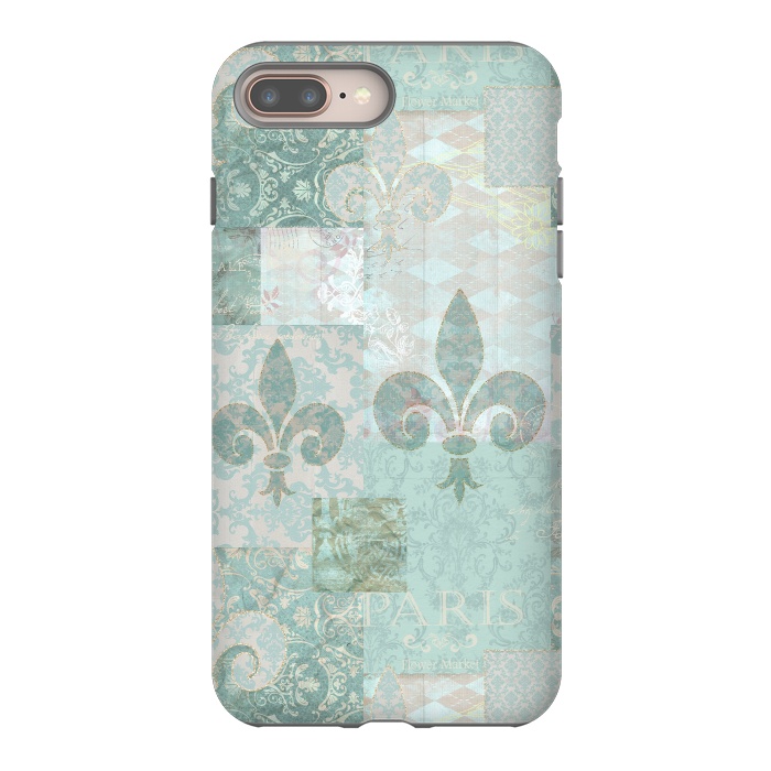 iPhone 7 plus StrongFit Vintage Patchwork Soft Teal by Andrea Haase