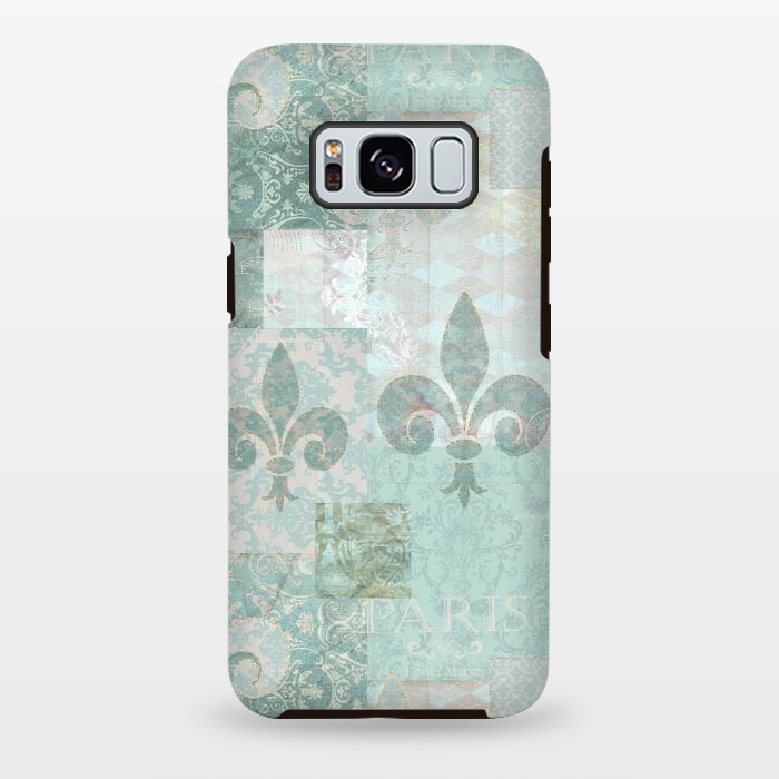 Galaxy S8 plus StrongFit Vintage Patchwork Soft Teal by Andrea Haase