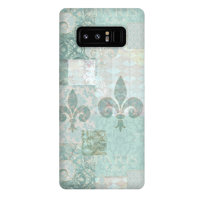 Galaxy Note 8 StrongFit Vintage Patchwork Soft Teal by Andrea Haase