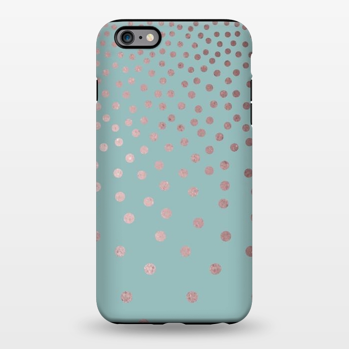 iPhone 6/6s plus StrongFit Shiny Rosegold Polka Dots On Teal by Andrea Haase