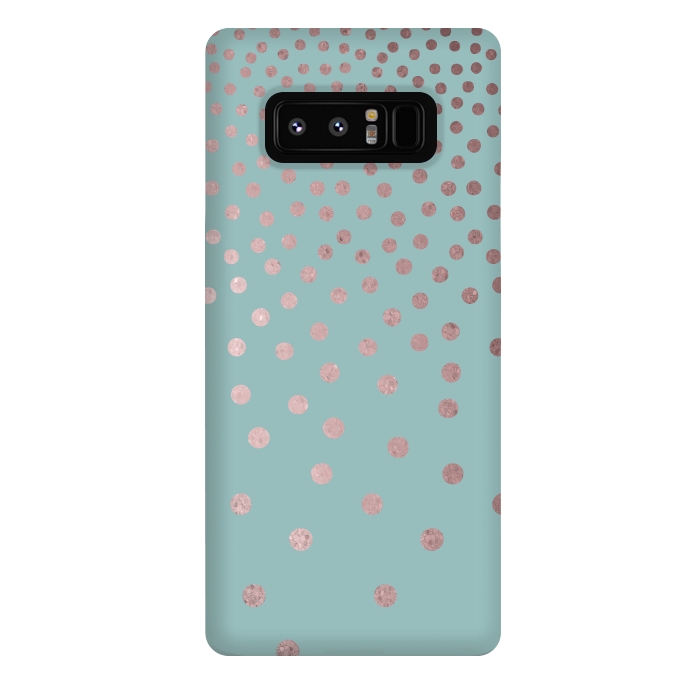 Galaxy Note 8 StrongFit Shiny Rosegold Polka Dots On Teal by Andrea Haase
