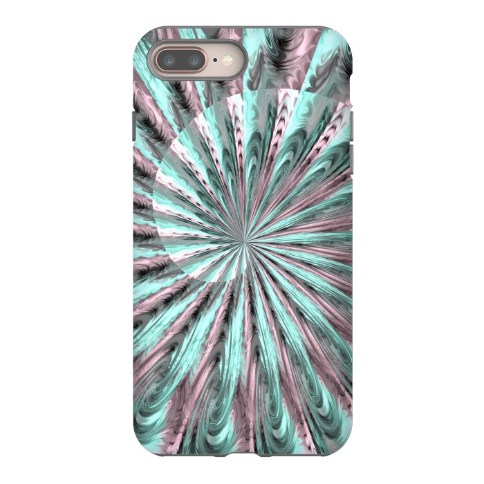 iPhone 7 plus StrongFit Fractal Spiral Rosegold And Teal by Andrea Haase