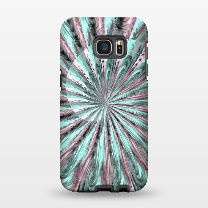 Galaxy S7 EDGE StrongFit Fractal Spiral Rosegold And Teal by Andrea Haase