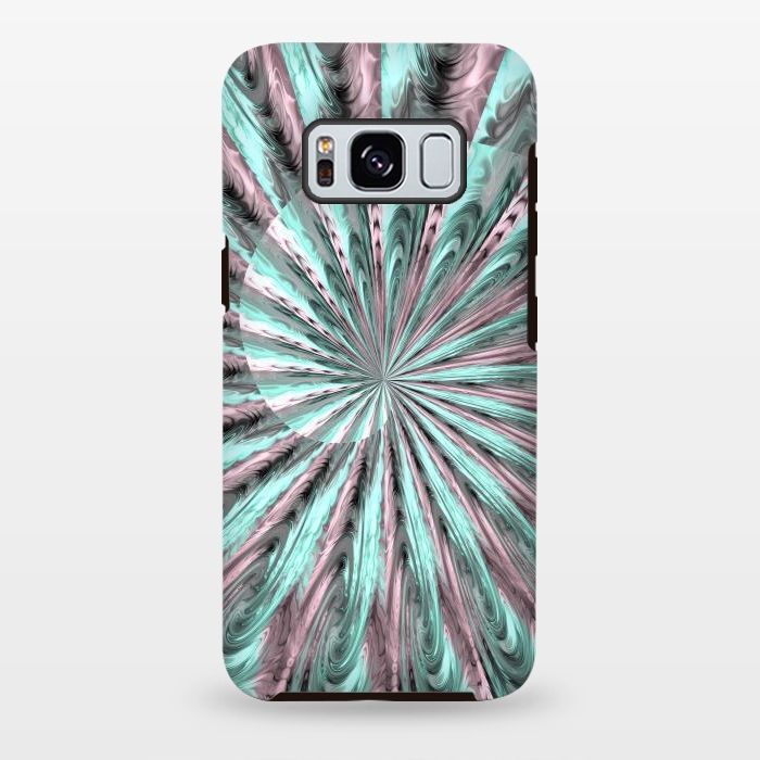 Galaxy S8 plus StrongFit Fractal Spiral Rosegold And Teal by Andrea Haase