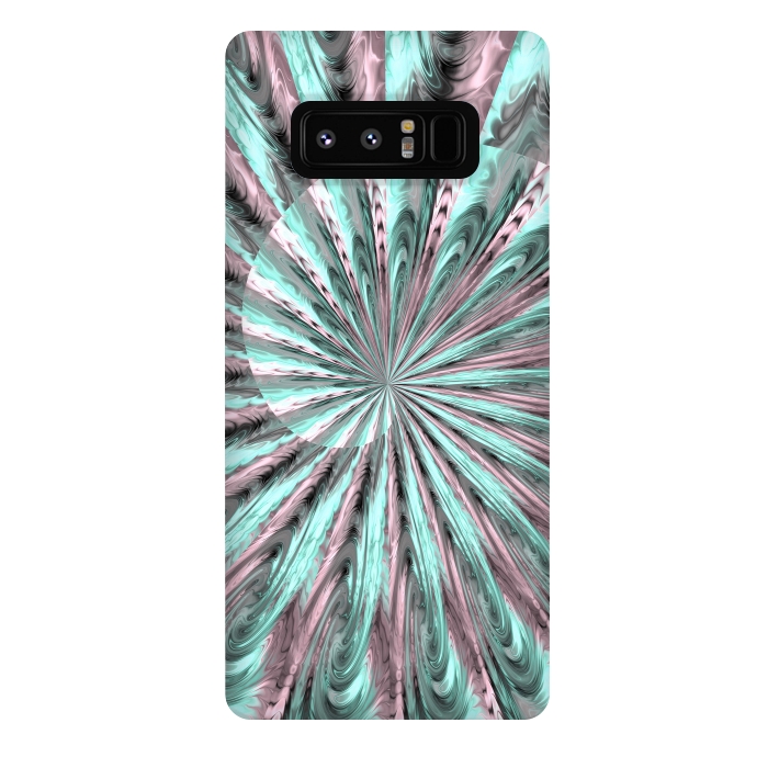 Galaxy Note 8 StrongFit Fractal Spiral Rosegold And Teal by Andrea Haase