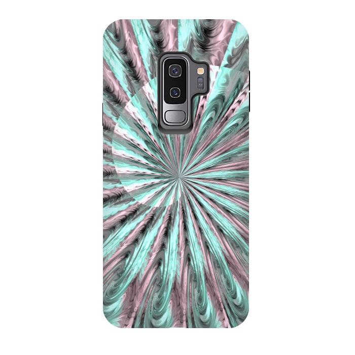 Galaxy S9 plus StrongFit Fractal Spiral Rosegold And Teal by Andrea Haase