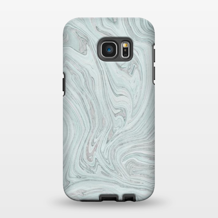 Galaxy S7 EDGE StrongFit Teal Grey Soft Pastel Marble by Andrea Haase