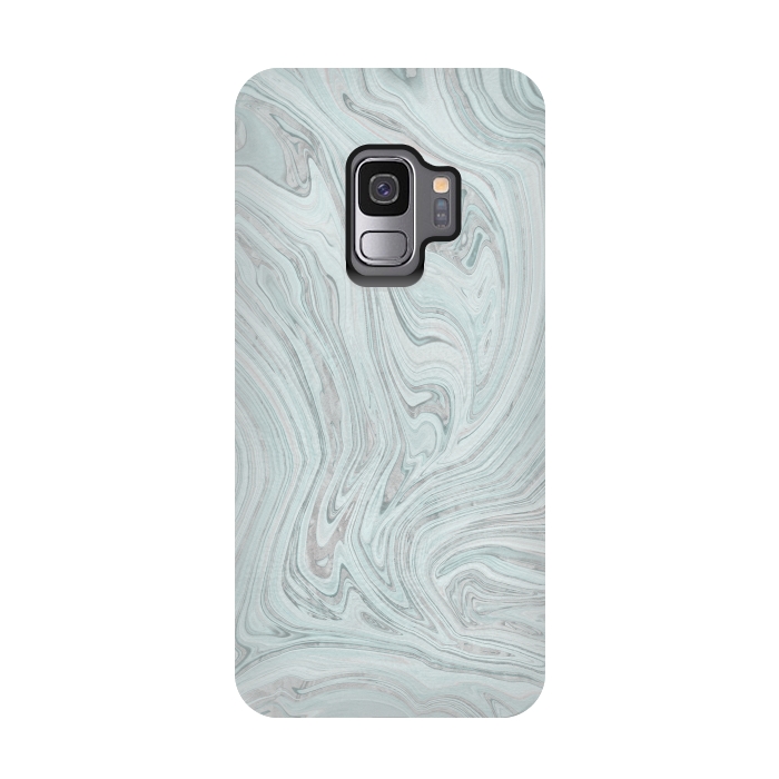 Galaxy S9 StrongFit Teal Grey Soft Pastel Marble by Andrea Haase