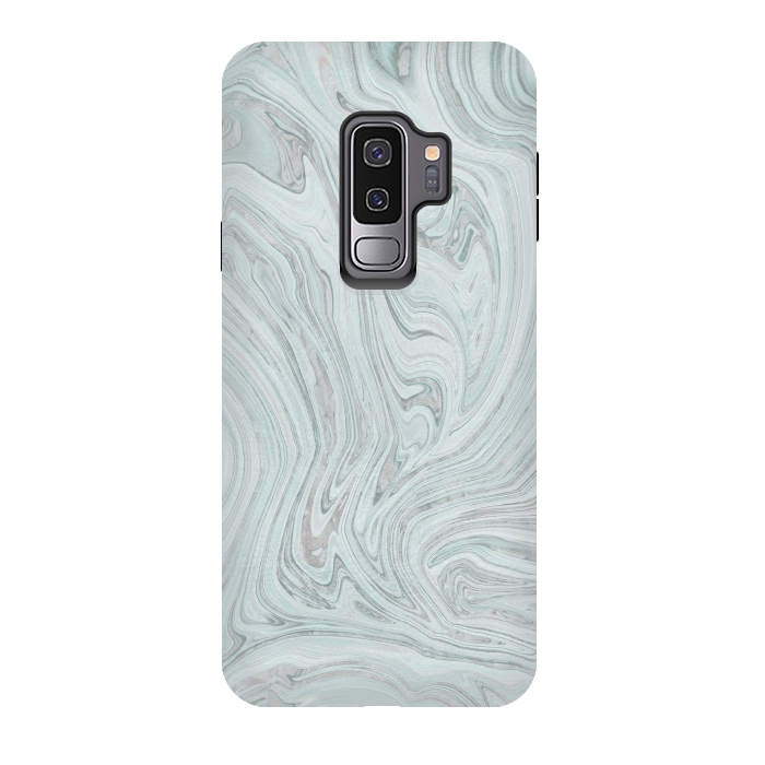Galaxy S9 plus StrongFit Teal Grey Soft Pastel Marble by Andrea Haase