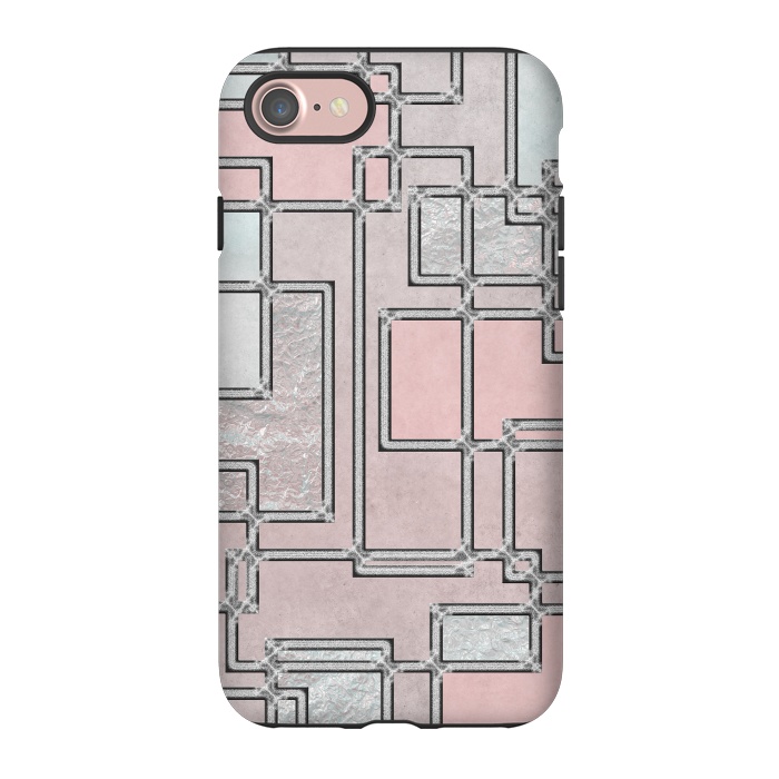 iPhone 7 StrongFit Pink Aqua Cubicals by Andrea Haase