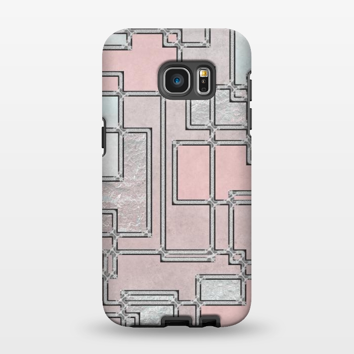 Galaxy S7 EDGE StrongFit Pink Aqua Cubicals by Andrea Haase