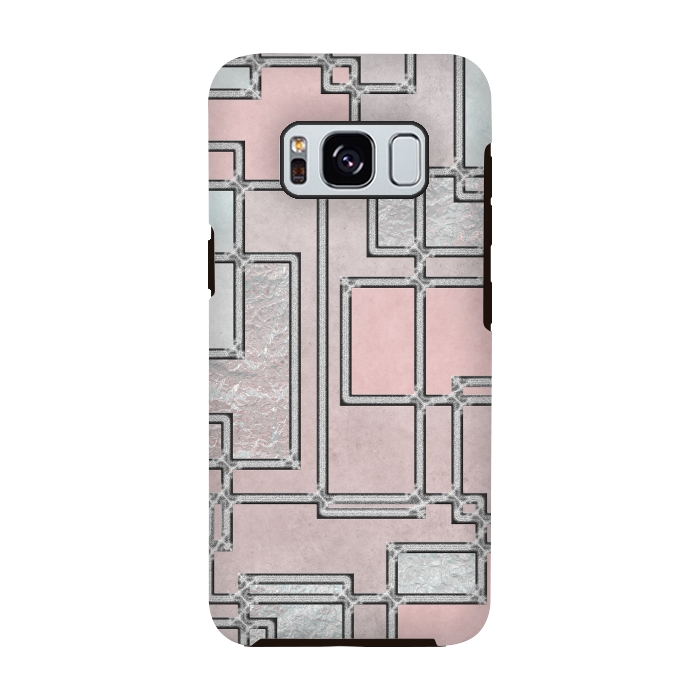 Galaxy S8 StrongFit Pink Aqua Cubicals by Andrea Haase