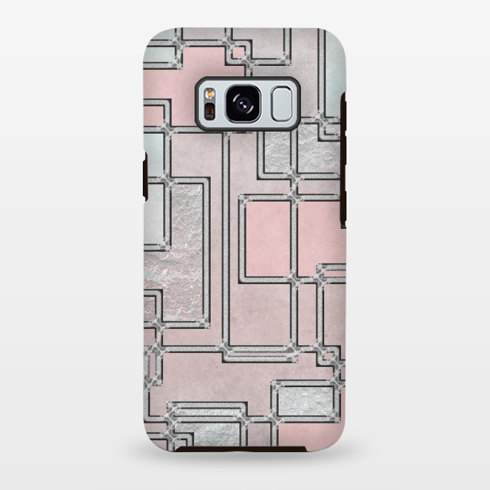 Galaxy S8 plus StrongFit Pink Aqua Cubicals by Andrea Haase