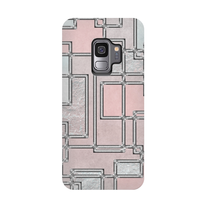 Galaxy S9 StrongFit Pink Aqua Cubicals by Andrea Haase