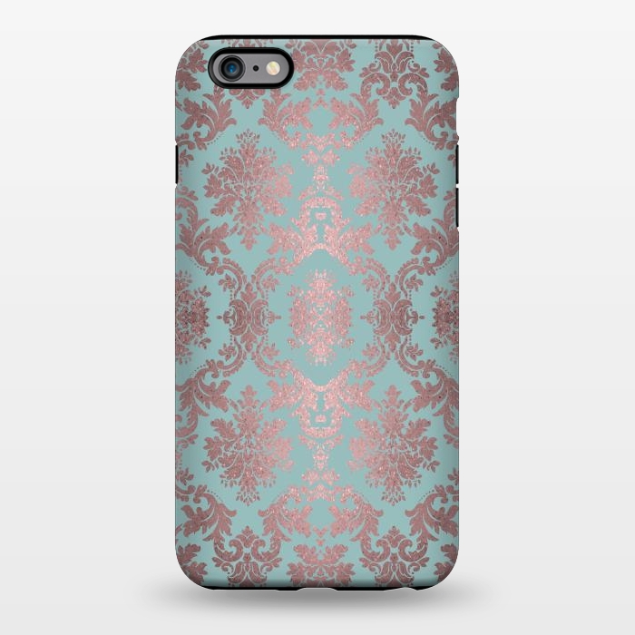iPhone 6/6s plus StrongFit Rose Gold Teal Damask Pattern 2 by Andrea Haase