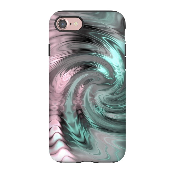 iPhone 7 StrongFit Abstract Fractal Swirl Rose Gold And Teal 2 by Andrea Haase