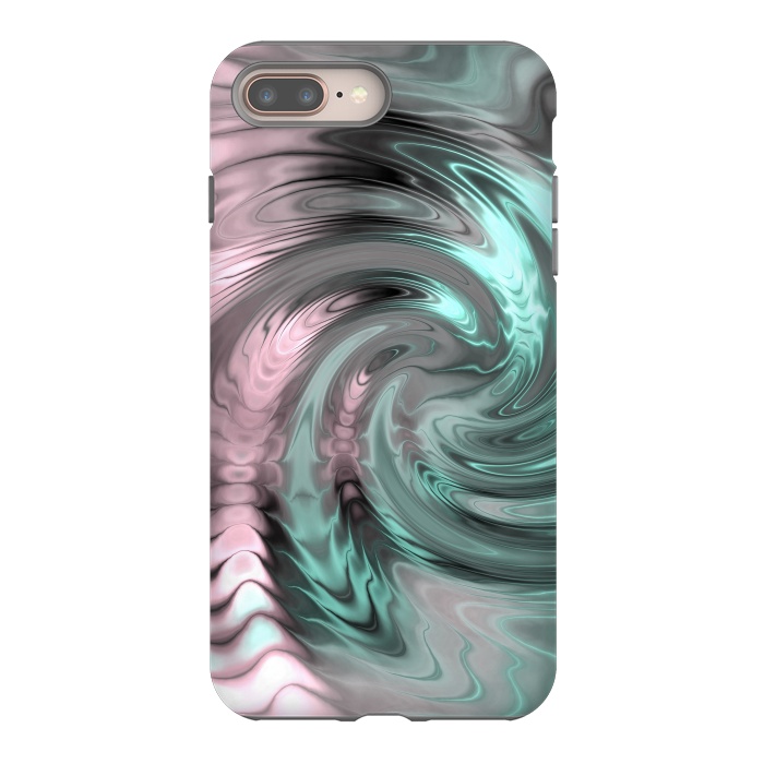 iPhone 7 plus StrongFit Abstract Fractal Swirl Rose Gold And Teal 2 by Andrea Haase