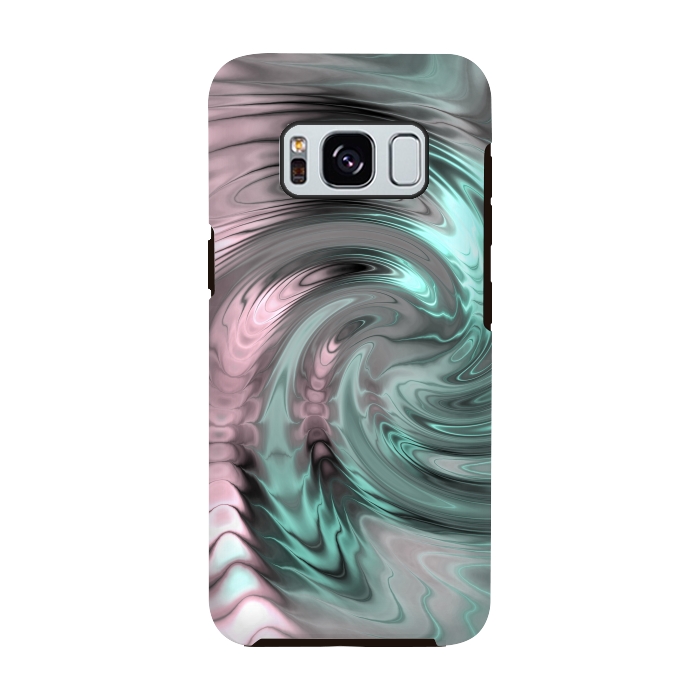 Galaxy S8 StrongFit Abstract Fractal Swirl Rose Gold And Teal 2 by Andrea Haase