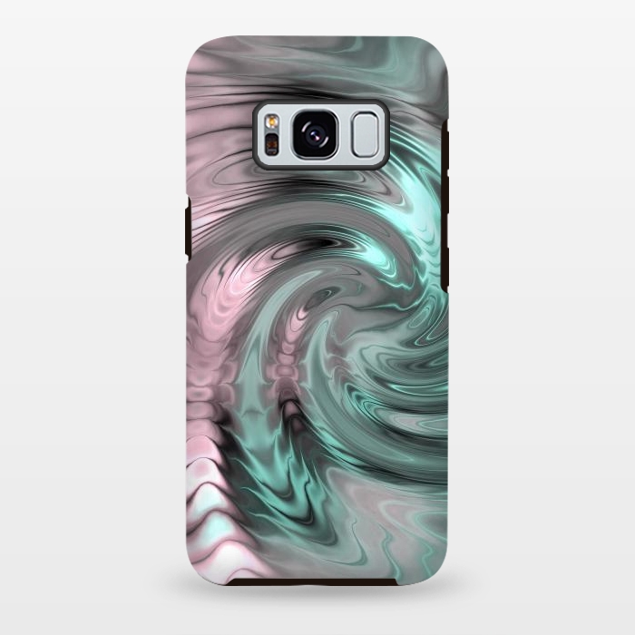 Galaxy S8 plus StrongFit Abstract Fractal Swirl Rose Gold And Teal 2 by Andrea Haase