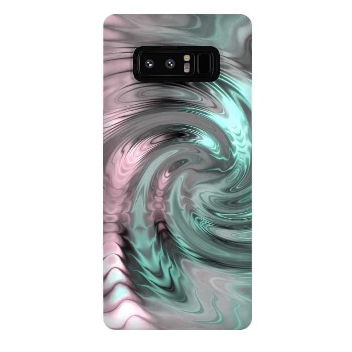 Galaxy Note 8 StrongFit Abstract Fractal Swirl Rose Gold And Teal 2 by Andrea Haase