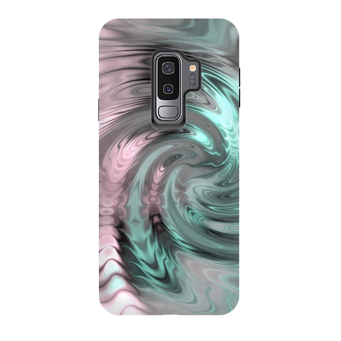 Galaxy S9 plus StrongFit Abstract Fractal Swirl Rose Gold And Teal 2 by Andrea Haase