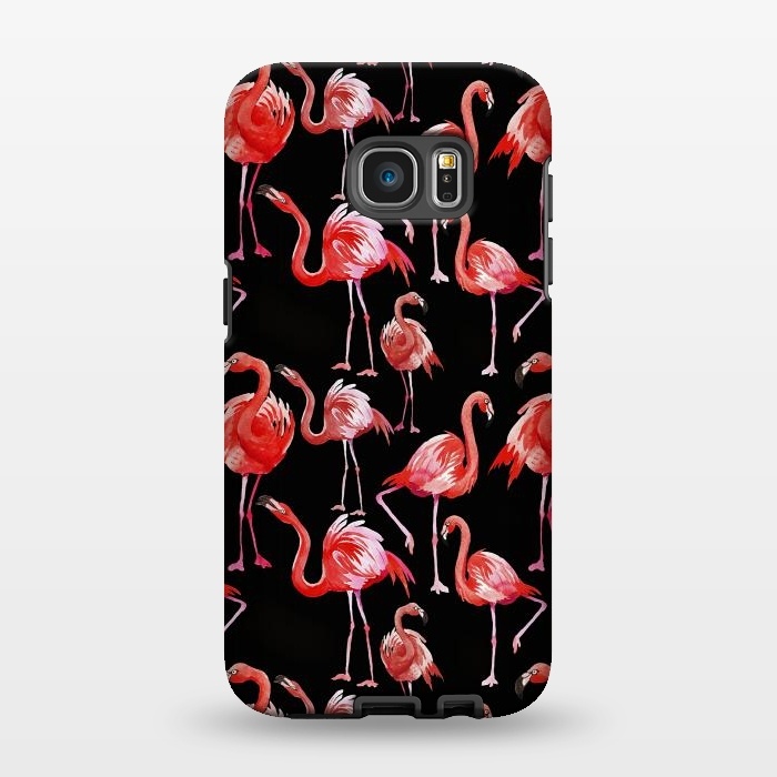 Galaxy S7 EDGE StrongFit Flamingos on Black by  Utart