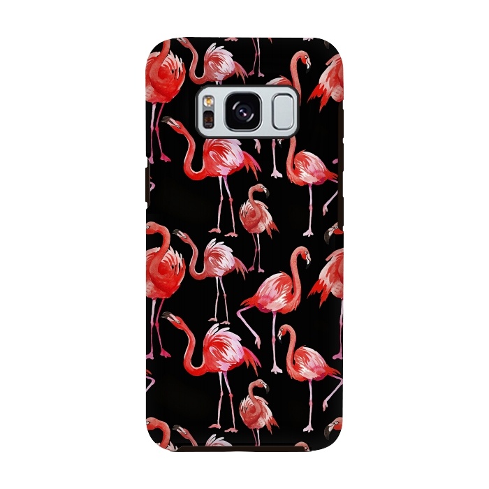 Galaxy S8 StrongFit Flamingos on Black by  Utart