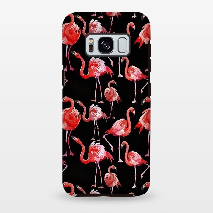 Galaxy S8 plus StrongFit Flamingos on Black by  Utart