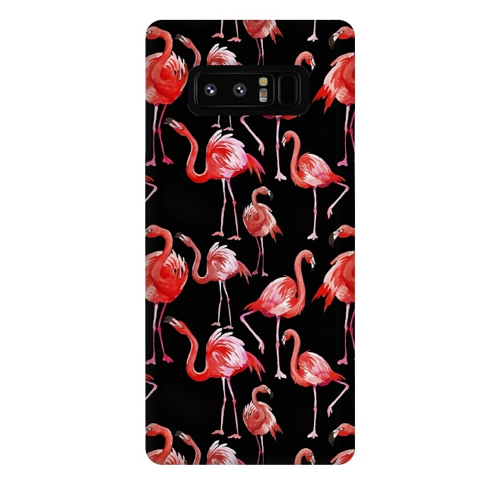 Galaxy Note 8 StrongFit Flamingos on Black by  Utart