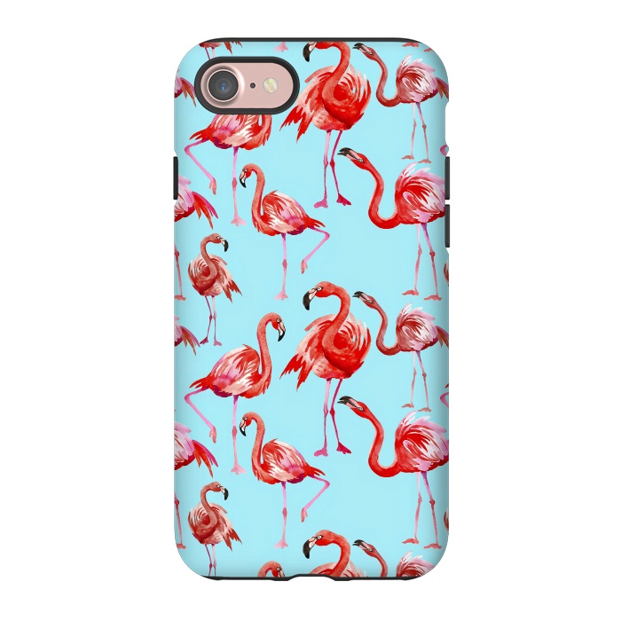 iPhone 7 StrongFit Flamingos on Blue by  Utart
