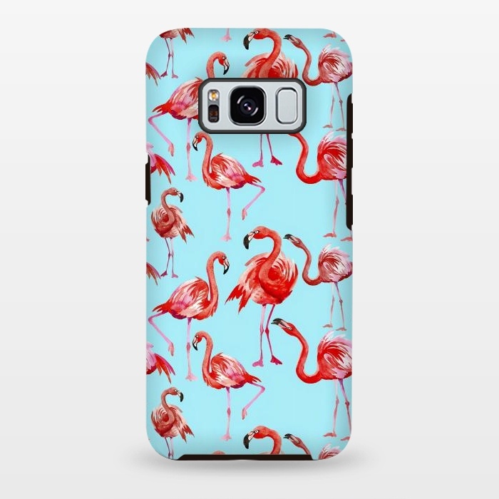 Galaxy S8 plus StrongFit Flamingos on Blue by  Utart