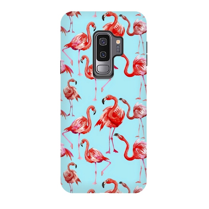 Galaxy S9 plus StrongFit Flamingos on Blue by  Utart